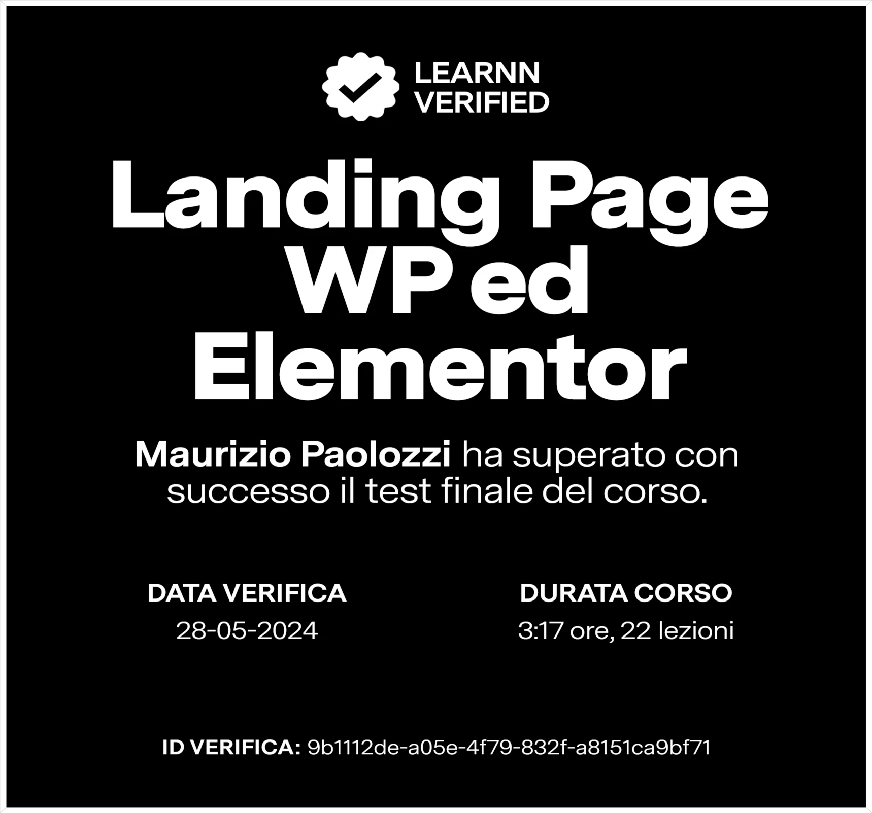 Landing Page WP ed Elementor - Learnn Verified