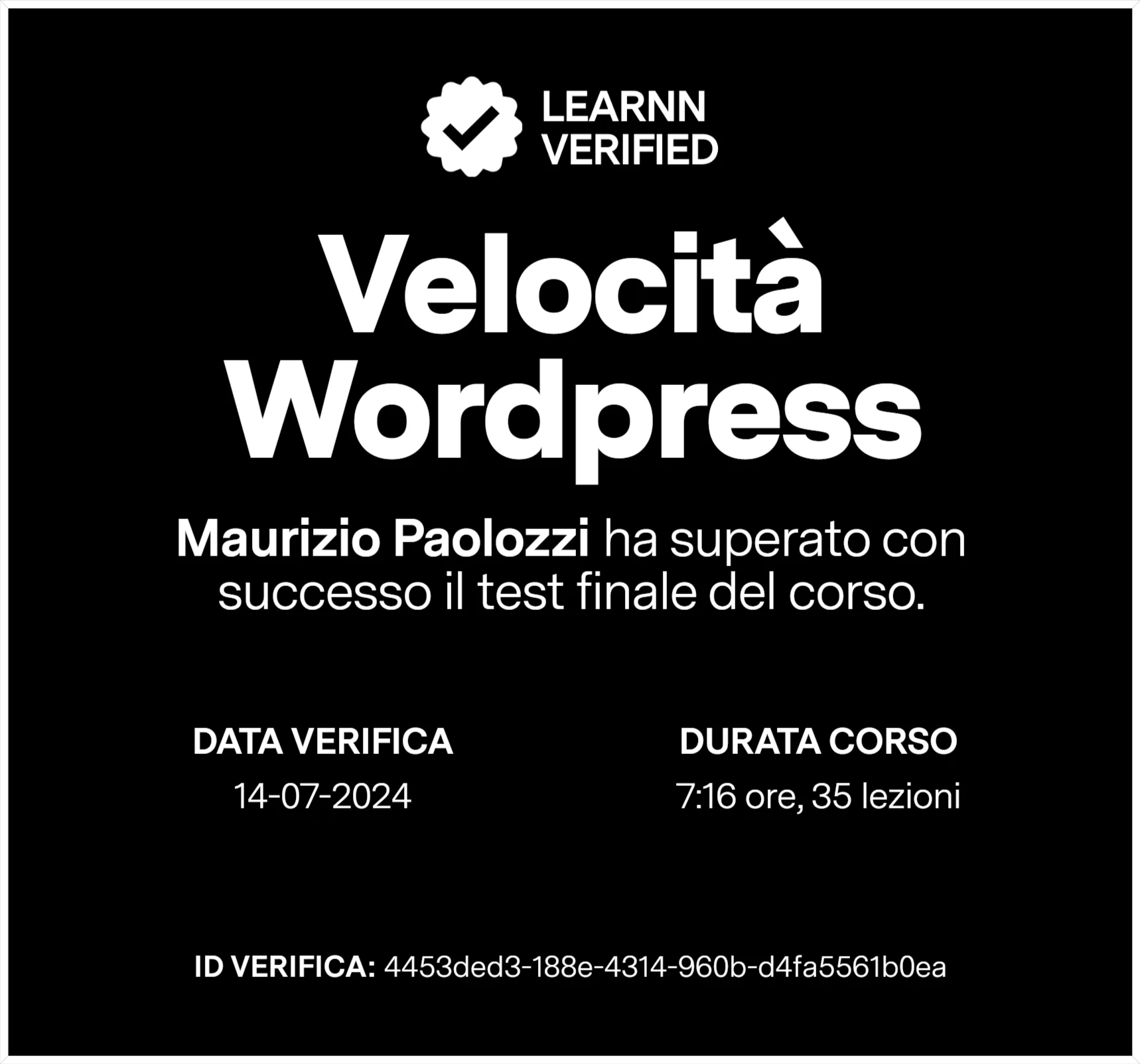 Velocità WordPress - Learnn Verified